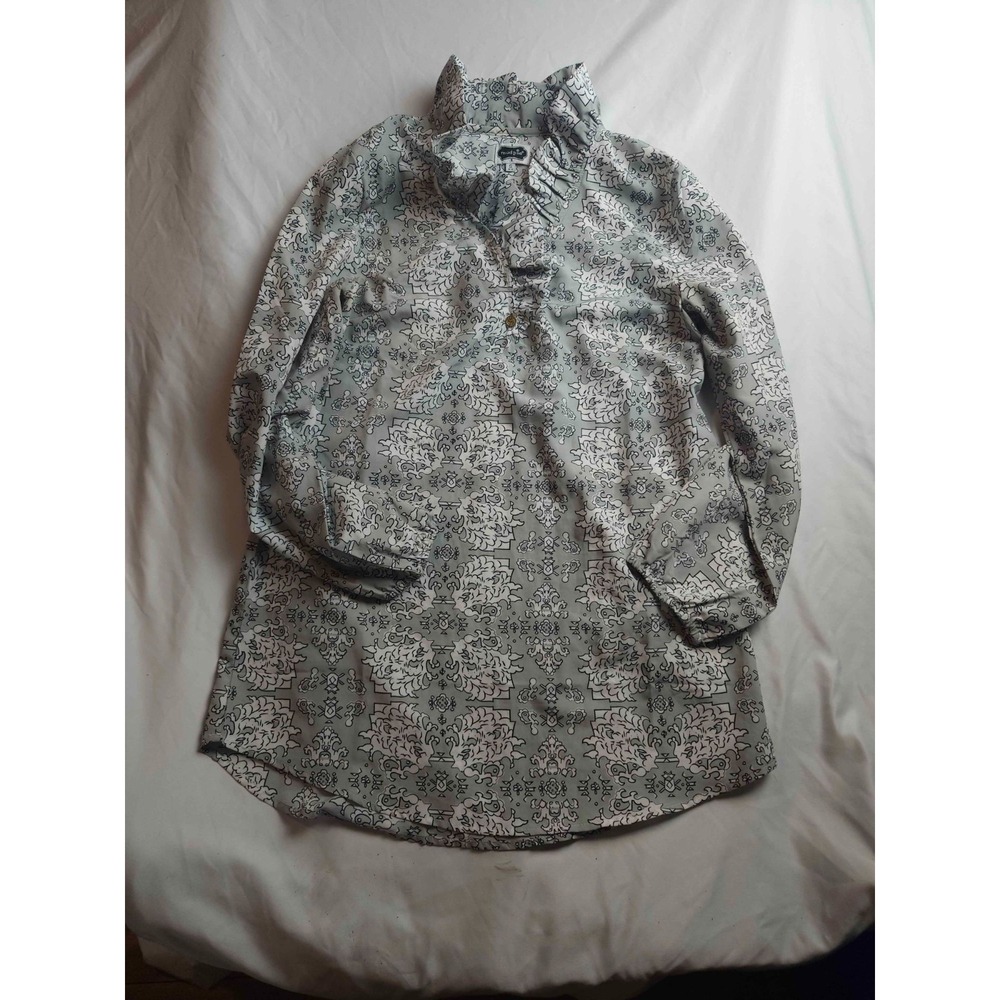 Mud Pie Top Womens Small 4-6 Gray Floral Minimalist Luxury Neutral Chic Workwear